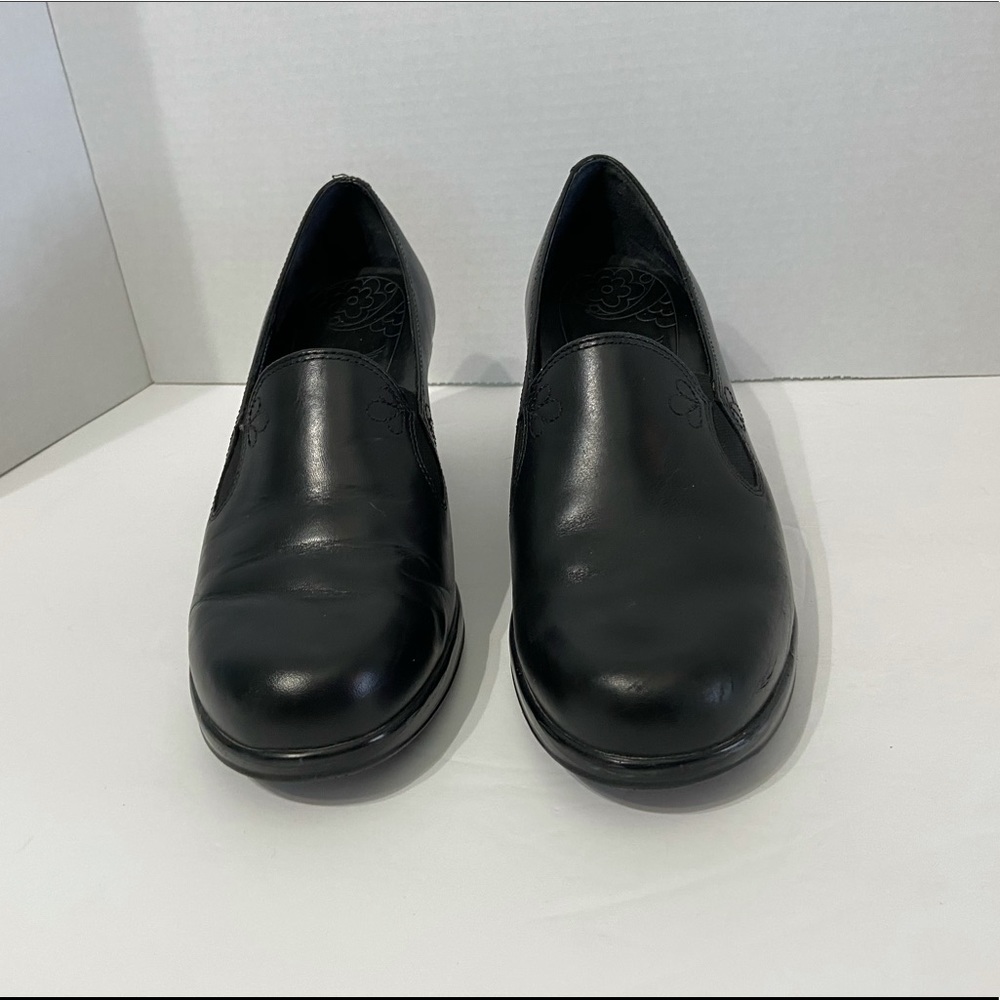 Dansko Womens Beth Black Leather Heels Embroidered Floral Size 39